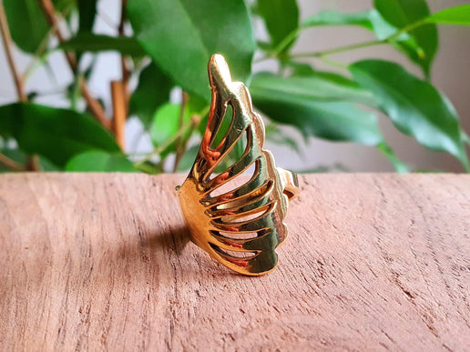 Gold Angel Wings Ring / Brass / Ethnic, Geometric, rustic, yoga, hippie, gypsy, pretty, psy, boho, bohemian, festival