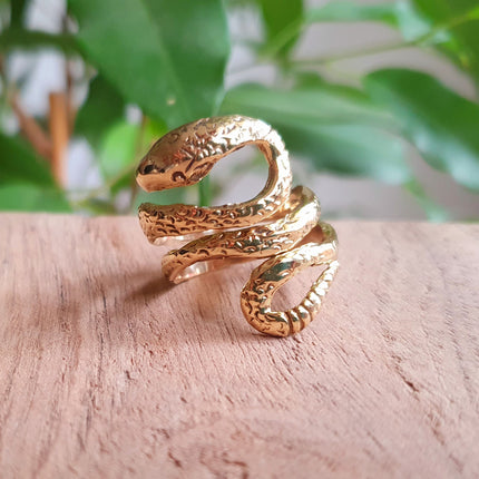 Gold Snake Ring / Brass / Ethnic, Geometric, rustic, yoga, hippie, gypsy, pretty, psy, boho, bohemian, festival