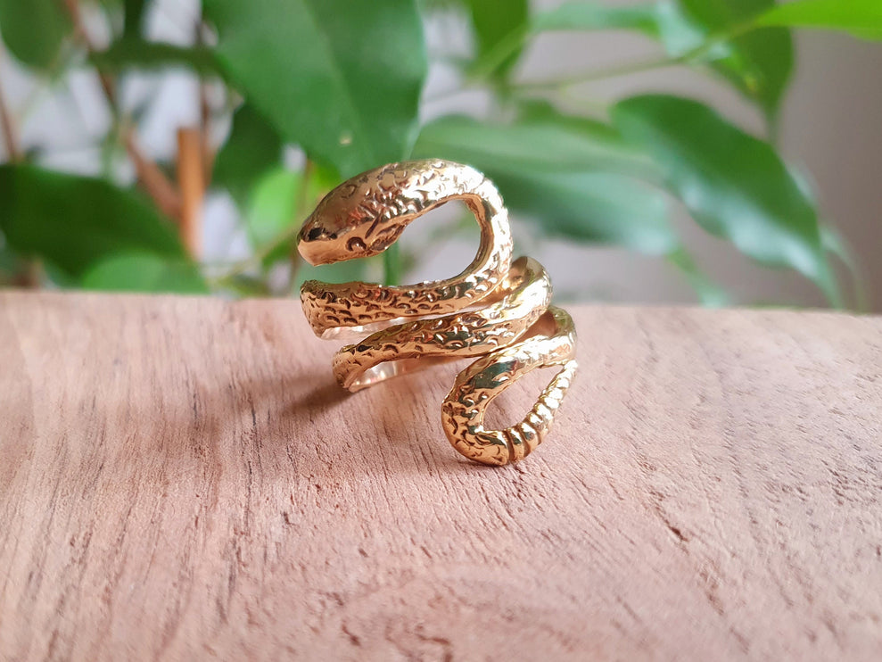 Gold Snake Ring / Brass / Ethnic, Geometric, rustic, yoga, hippie, gypsy, pretty, psy, boho, bohemian, festival