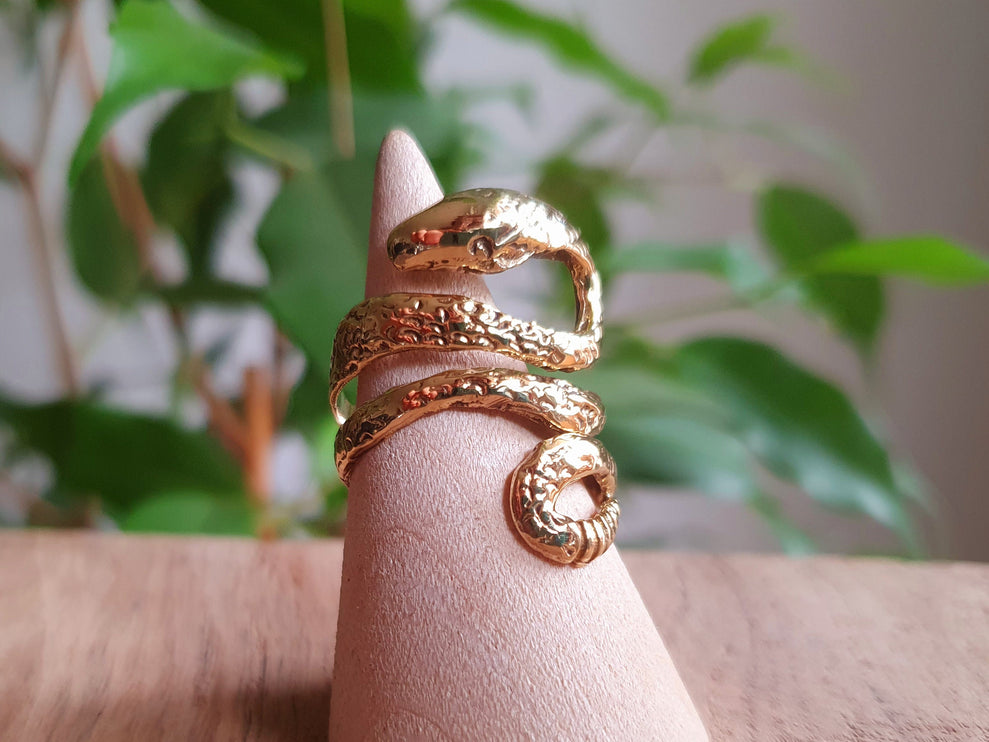 Gold Snake Ring / Brass / Ethnic, Geometric, rustic, yoga, hippie, gypsy, pretty, psy, boho, bohemian, festival