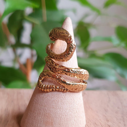 Gold Snake Ring / Brass / Ethnic, Geometric, rustic, yoga, hippie, gypsy, pretty, psy, boho, bohemian, festival