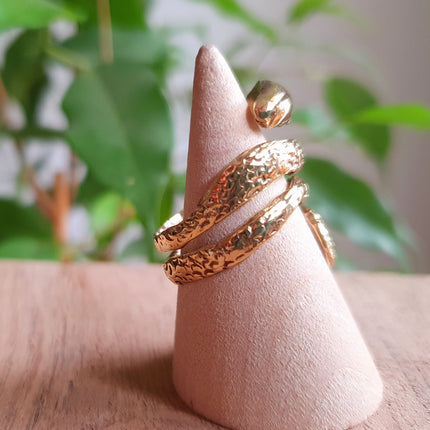 Gold Snake Ring / Brass / Ethnic, Geometric, rustic, yoga, hippie, gypsy, pretty, psy, boho, bohemian, festival