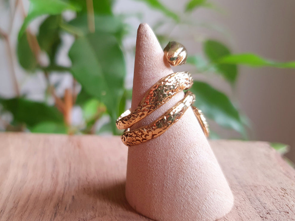 Gold Snake Ring / Brass / Ethnic, Geometric, rustic, yoga, hippie, gypsy, pretty, psy, boho, bohemian, festival