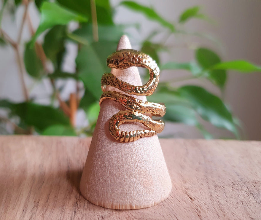 Gold Snake Ring / Brass / Ethnic, Geometric, rustic, yoga, hippie, gypsy, pretty, psy, boho, bohemian, festival