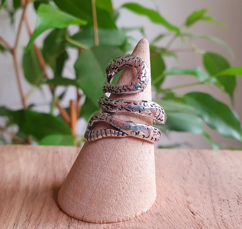 Silver Snake Ring / Brass / Ethnic, Geometric, rustic, yoga, hippie, gypsy, pretty, psy, boho, bohemian, festival