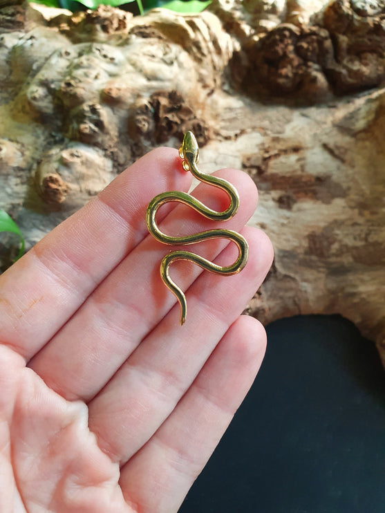 Gold Snake Earrings / Stud Earrings / Contemporary / Modern / Medusa / Boho / Brass / Animal / Nature