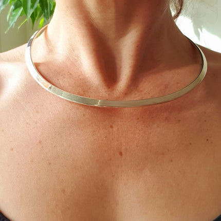 Silver Choker Brass Necklace / Rustic / Gypsy / Lightweight / Boho / Tribal / Hippie / Rustic / Vegan /