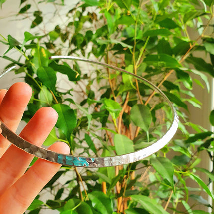 Hammered Silver Choker Necklace / Rustic / Gypsy / Lightweight / Boho / Tribal / Hippie / Rustic / Vegan /