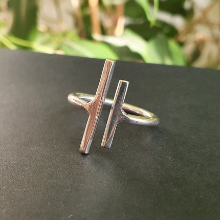 Minimaliste Silver Ring / Parallel Modern / Contemporary / Boho / Bohemian / Psy / Rustic / Tribal / Gypsy / Festival / Healing / Festival