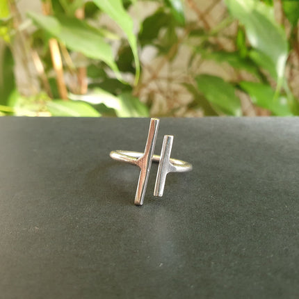 Minimaliste Silver Ring / Parallel Modern / Contemporary / Boho / Bohemian / Psy / Rustic / Tribal / Gypsy / Festival / Healing / Festival