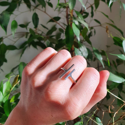 Minimaliste Silver Ring / Parallel Modern / Contemporary / Boho / Bohemian / Psy / Rustic / Tribal / Gypsy / Festival / Healing / Festival