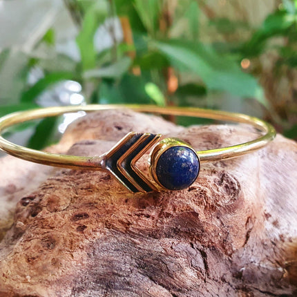 Arrow Bracelet / Bangle / Lapis Lazuli / Brass / Ethnic / Rustic / Bohemian / Hippie / Gypsy / Psy / Chic / Jewellery / Body / Adjustable