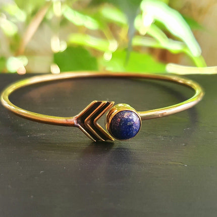 Arrow Bracelet / Bangle / Lapis Lazuli / Brass / Ethnic / Rustic / Bohemian / Hippie / Gypsy / Psy / Chic / Jewellery / Body / Adjustable