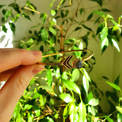 Labradorite Bracelet / Bangle / Brass / Ethnic / Rustic / Bohemian / Hippie / Gypsy / Psy / Chic / Jewellery / Body / Adjustable