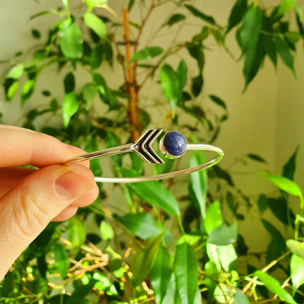 Lapis Lazuli Silver Arrow Bracelet / Bangle / Ethnic / Rustic / Bohemian / Hippie / Gypsy / Psy / Adjustable / Blue stone