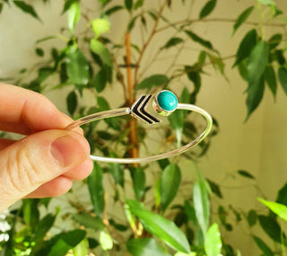 Silver Arrow Bracelet Turquoise / Bangle / Ethnic / Rustic / Bohemian / Hippie / Gypsy / Love / Jewellery / Body / Adjustable /Blue