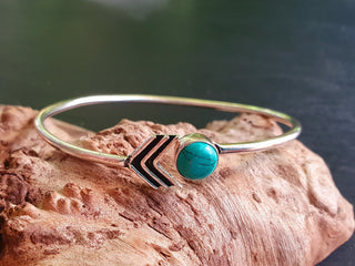 Silver Arrow Bracelet Turquoise / Bangle / Ethnic / Rustic / Bohemian / Hippie / Gypsy / Love / Jewellery / Body / Adjustable /Blue