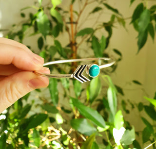 Silver Arrow Bracelet Turquoise / Bangle / Ethnic / Rustic / Bohemian / Hippie / Gypsy / Love / Jewellery / Body / Adjustable /Blue