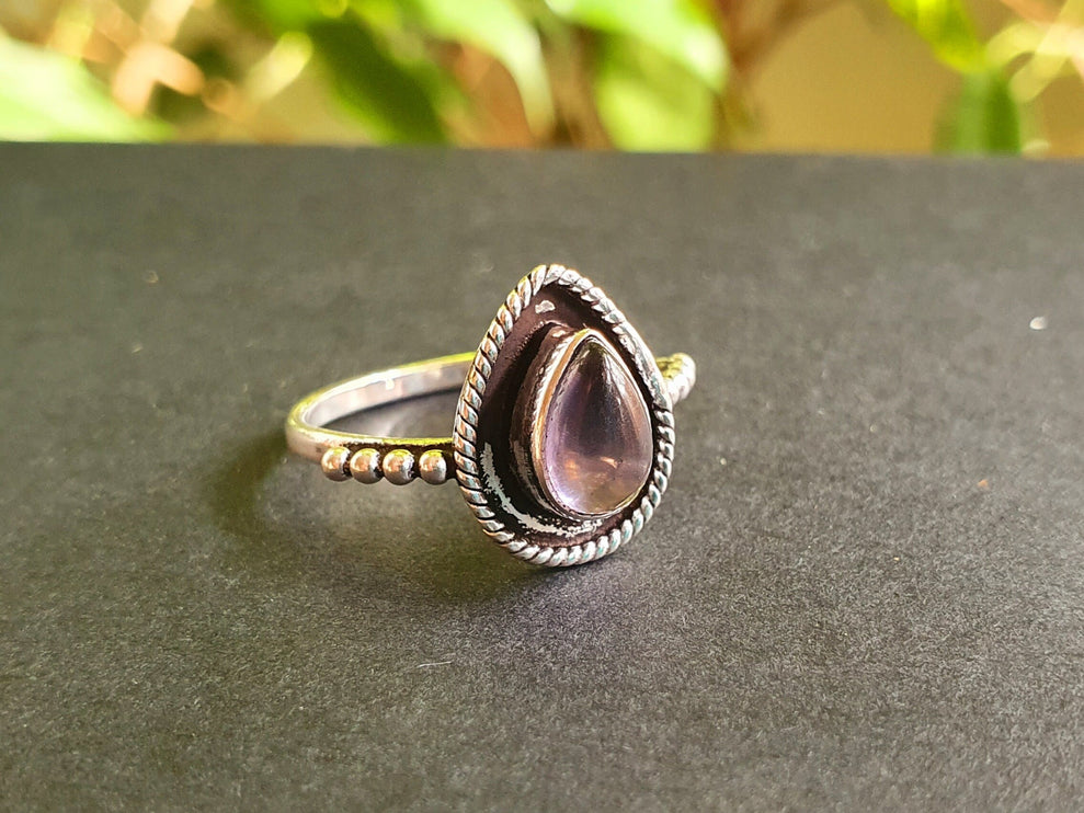 Ethnic style Silver & Amethyst Ring / Moon / Boho / Bohemian / Psy / Rustic / Tribal / Gypsy / Festival / Healing / Festival