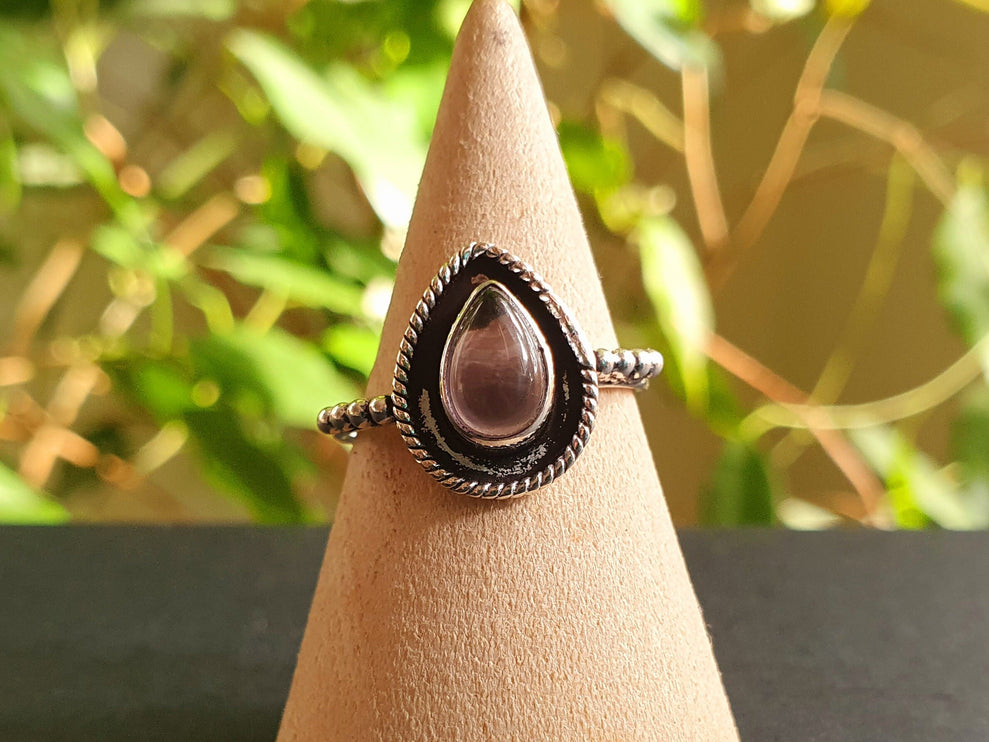 Ethnic style Silver & Amethyst Ring / Moon / Boho / Bohemian / Psy / Rustic / Tribal / Gypsy / Festival / Healing / Festival