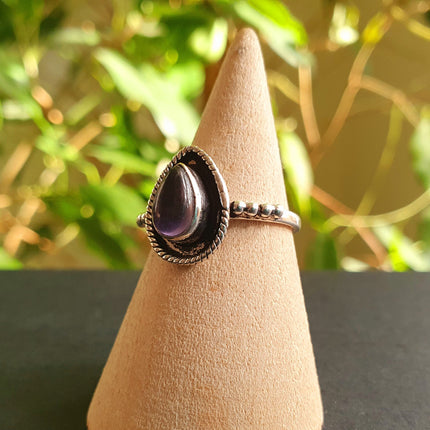 Ethnic style Silver & Amethyst Ring / Moon / Boho / Bohemian / Psy / Rustic / Tribal / Gypsy / Festival / Healing / Festival