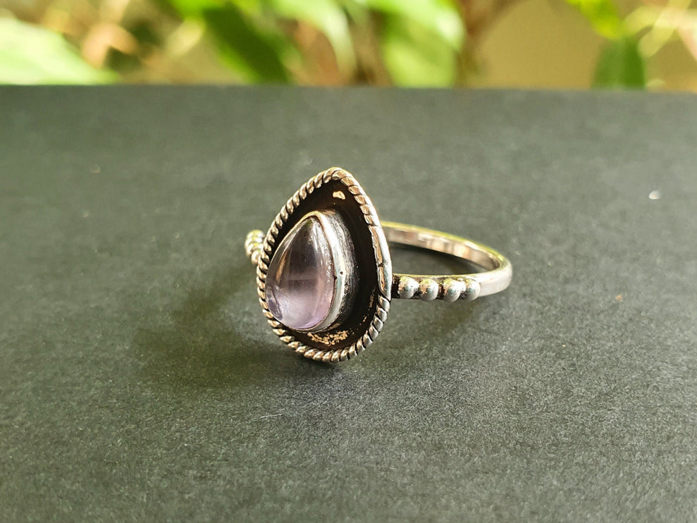 Ethnic style Silver & Amethyst Ring / Moon / Boho / Bohemian / Psy / Rustic / Tribal / Gypsy / Festival / Healing / Festival