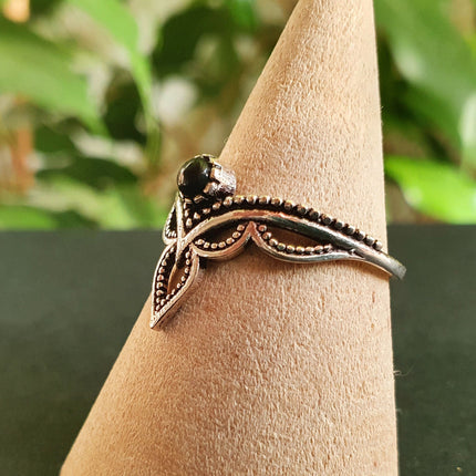 Boho Black Onyx Silver Ring / Ethnic / Rustic / Festival / Tribal / Black / Hippie / Gypsy / Psy / Stone / Healing / Adjustable