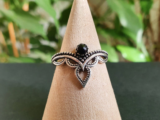 Boho Black Onyx Silver Ring / Ethnic / Rustic / Festival / Tribal / Black / Hippie / Gypsy / Psy / Stone / Healing / Adjustable