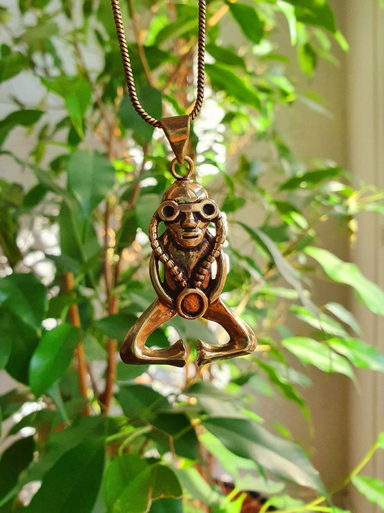 Steampunk Necklace / Brass / Punk / Sci-Fi / Cyberpunk / Boho / Aztec / Inca / Ethnic / Madmax / Third Eye / Illuminati / Mens necklace