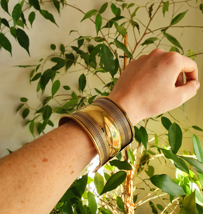 Textured Brass Cuff Bracelet / Tribal / Celtic / Boho / Ethnic / Rustic / Bohemian / Hippie / Jewellery / Adjustable / Unisex / Mens