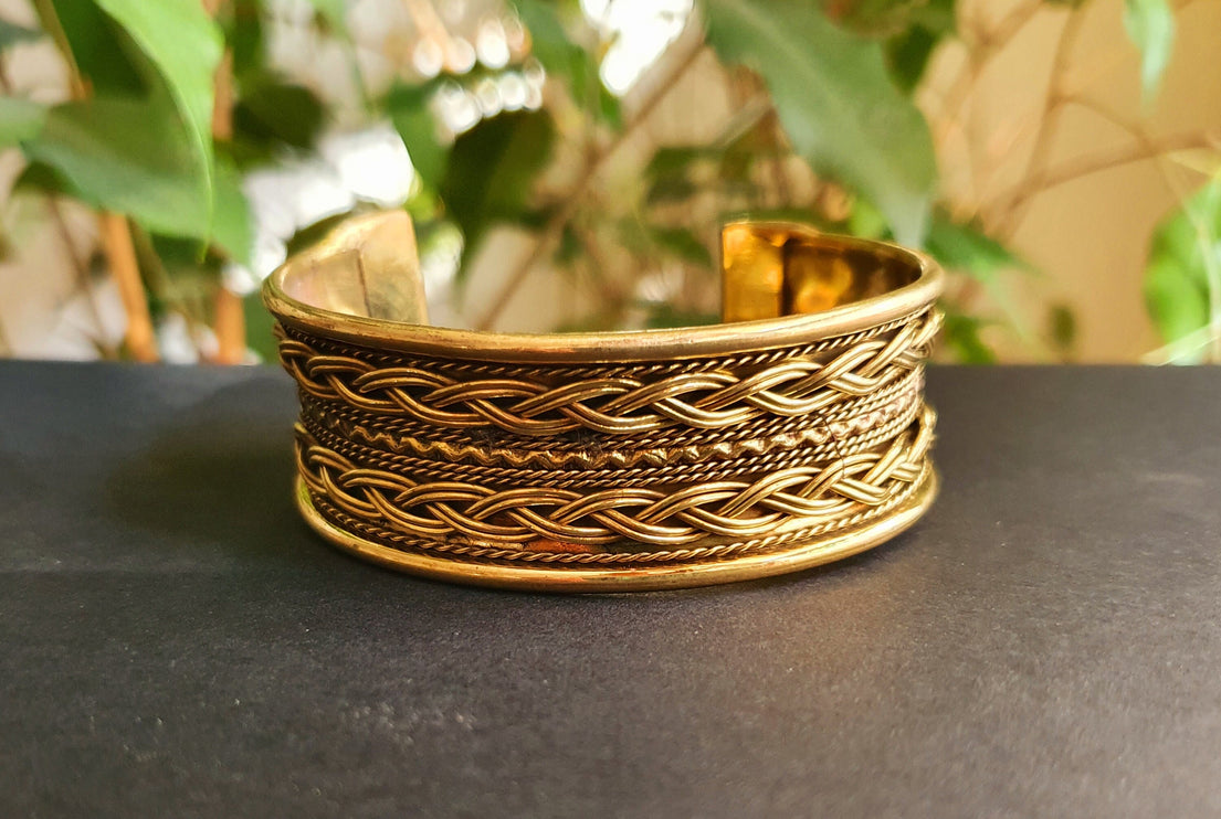 Small Brass Celtic Cuff Bracelet / Tribal / Mens Bracelet / Boho / Ethnic / Rustic / Bohemian / Hippie / Gypsy / Jewellery / Mens jewelery