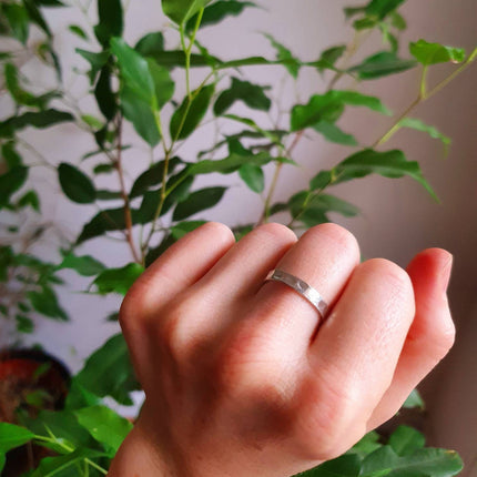 Simple Silver Ring Hammered Effect / Stacking Ring / Boho / Bohemian / Psy / Rustic / Tribal / Gypsy / Festival / Healing / Festival