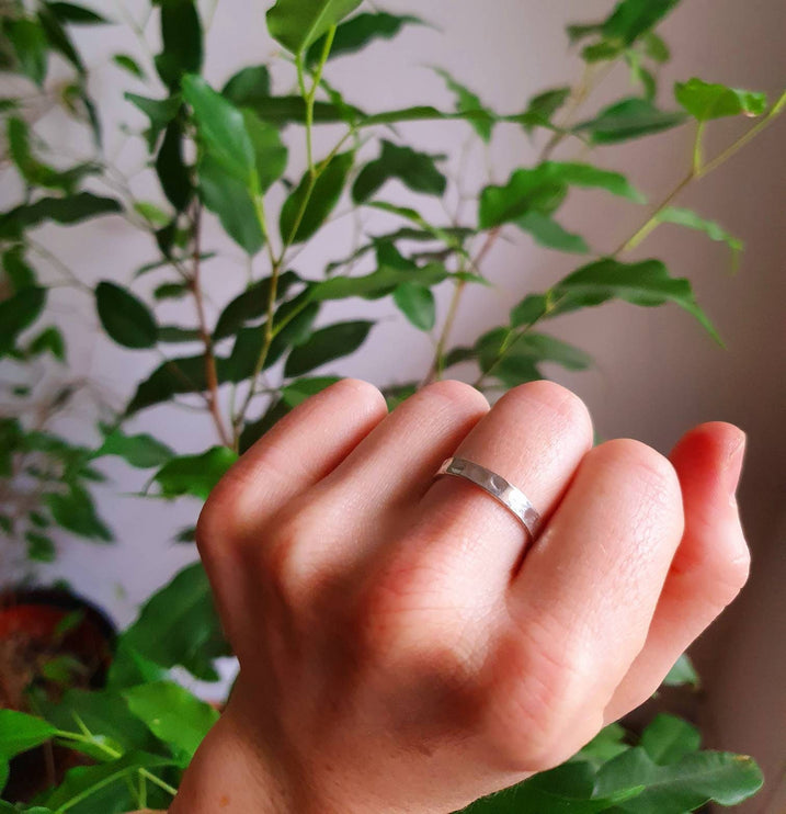 Simple Silver Ring Hammered Effect / Stacking Ring / Boho / Bohemian / Psy / Rustic / Tribal / Gypsy / Festival / Healing / Festival