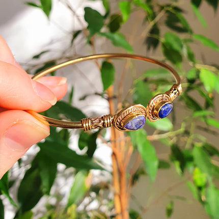 Bali Bracelet Jonc / Lapis Lazuli / Laiton / Boho / Bangle / Tribal / Hippie / Rustique / Ethnique / Bohème