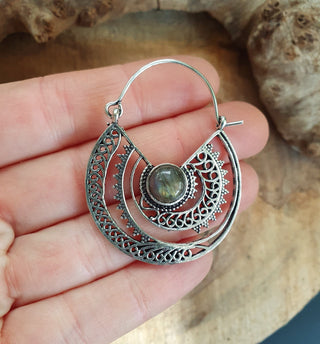 Silver Ethnic Labradorite Earrings Ethnic, Blue Stone , rustic, yoga, hippie, gypsy, pretty, psy, boho, bohemian, festival
