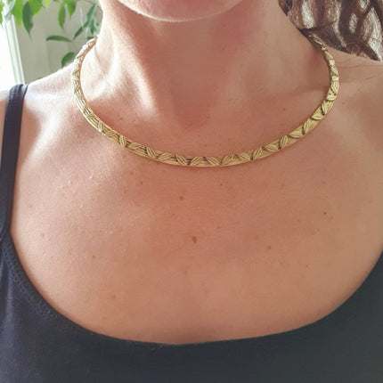 Ethnic Choker Brass Necklace / Rustic / Gypsy / Lightweight / Boho / Tribal / Hippie / Rustic / Vegan / Aztec