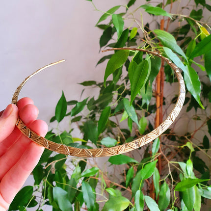 Ethnic Choker Brass Necklace / Rustic / Gypsy / Lightweight / Boho / Tribal / Hippie / Rustic / Vegan / Aztec
