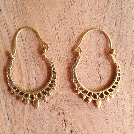 Small Boho Gold Hoop Earrings; Ethnic, Geometric, Small, Rustic, Yoga, Hippie, Gypsy, Pretty, Ssy, Boho, Bohemian, Festival