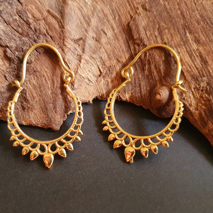 Small Boho Gold Hoop Earrings; Ethnic, Geometric, Small, Rustic, Yoga, Hippie, Gypsy, Pretty, Ssy, Boho, Bohemian, Festival