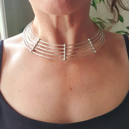 Silver Ethnic Choker / Necklace / Boho/ Rustique / Gypsy / Lightweight / Boho / Tribal / Hippie / Rustic / Vegan /