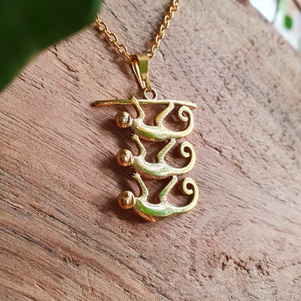 Three Monkeys Necklace / Jungle / Animal / Minimalist / Contemporary / Boho / Modern / Chic / Pretty / Chain / Nature