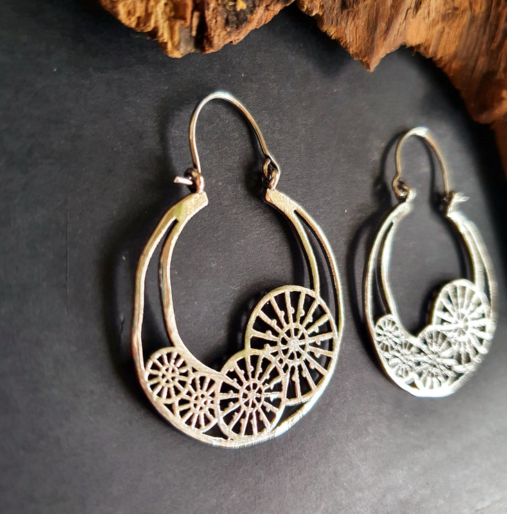 Steampunk Silver Earrings;, Geometric, rustic, yoga, hippie, gypsy, pretty, psy, boho, bohemian, festival