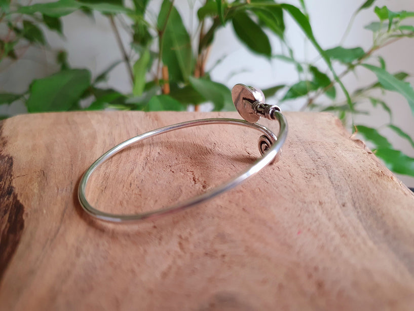 Silver Bracelet & Tiger Eye / Brass / Adjustable / Spiral / Ethnic / Rustic / Bohemian / Boho /