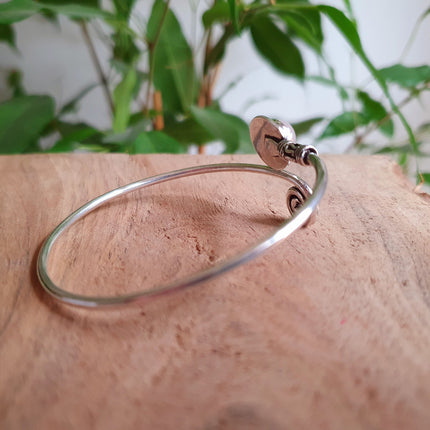 Silver Bracelet & Blue Moonstone / Brass / Adjustable / Spiral / Ethnic / Rustic / Bohemian / Boho /