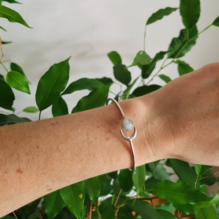 Silver Moon Bracelet / Rose Quartz / Bangle / Galaxy / Solar System / Planets / Boho / Adjustable / Hippie / Chic / Sun