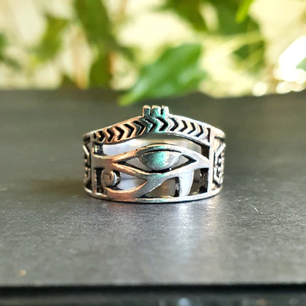 Eye of Horus Silver Ring / Ancient Egypt / Ra / Hieroglyphics / Ethnic / rustic, yoga, hippie, gypsy, pretty, psy, boho, bohemian, festival