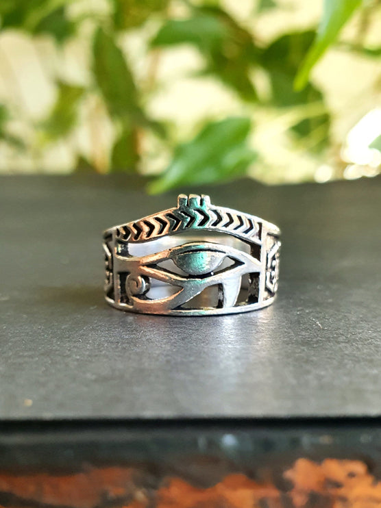 Eye of Horus Silver Ring / Ancient Egypt / Ra / Hieroglyphics / Ethnic / rustic, yoga, hippie, gypsy, pretty, psy, boho, bohemian, festival