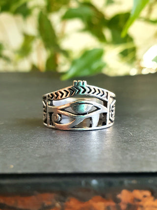Eye of Horus Silver Ring / Ancient Egypt / Ra / Hieroglyphics / Ethnic / rustic, yoga, hippie, gypsy, pretty, psy, boho, bohemian, festival