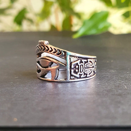 Eye of Horus Silver Ring / Ancient Egypt / Ra / Hieroglyphics / Ethnic / rustic, yoga, hippie, gypsy, pretty, psy, boho, bohemian, festival