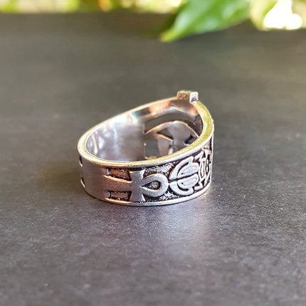 Eye of Horus Silver Ring / Ancient Egypt / Ra / Hieroglyphics / Ethnic / rustic, yoga, hippie, gypsy, pretty, psy, boho, bohemian, festival